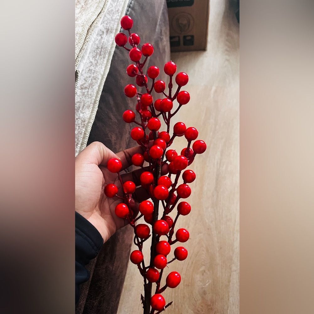 22 Pcs Berry Stems 26 Inch Red Picks - Picture 7 of 9